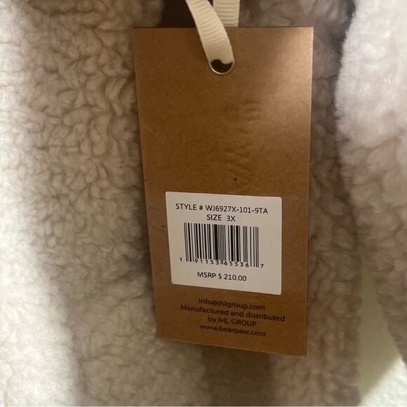 Bearpaw NWT Neutral Ivory Cream Teddy Sherpa Faux Fur Trench Coat Jacket Sz 3X - Picture 12 of 14
